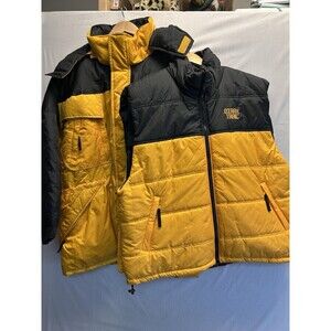 Vintage Ozark Trail 3 In 1 Warm Winter Puffer Coat + Vest Yellow Blk Men XL